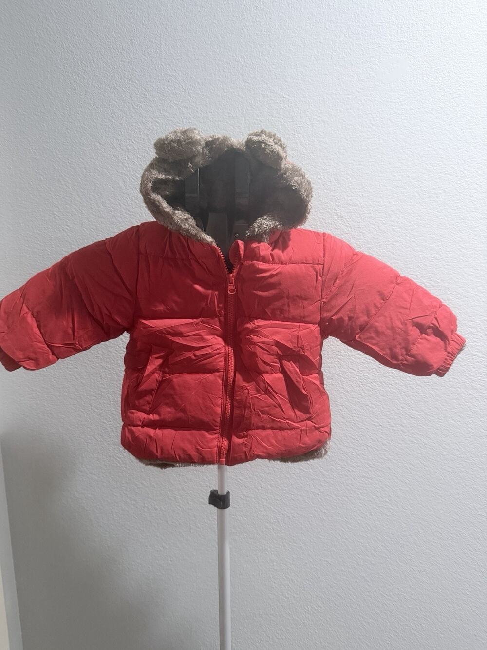 Babies Warm Jacket, Red With Brown Fur Inside Size Eu 80 ( 9 To 12 Months) New